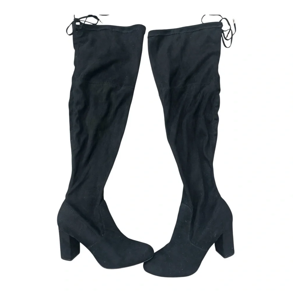 SO Over the Knee Boots Faux Suede Black Size 9